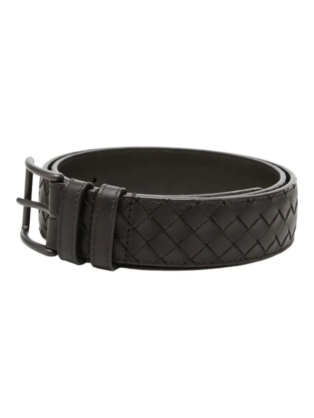 Bottega Veneta Intrecciato Belt 85 Dark Brown Leather